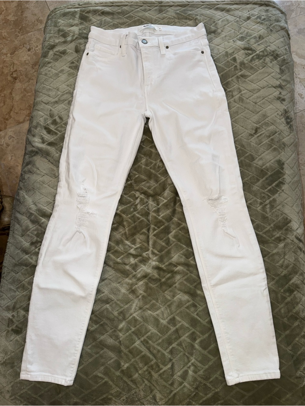 Hudson Nico Super Skinny Jeans Women’s 28 White Distressed Ripped Knee Denim